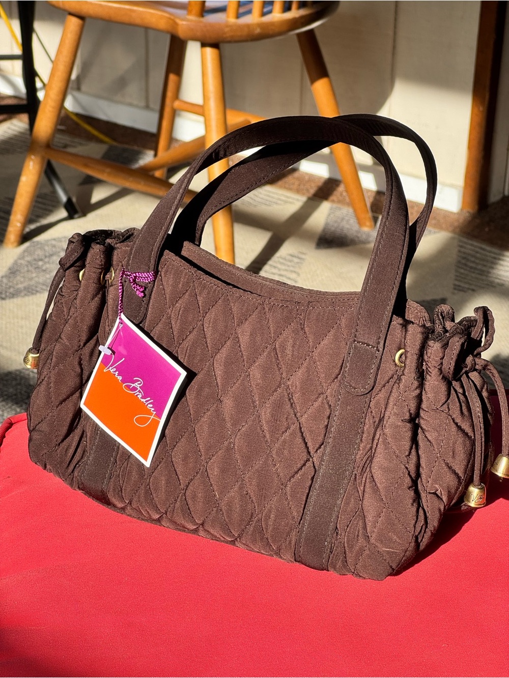 Vera Bradley NWT Margie Quilted Microfiber Handbag Purse in Espresso